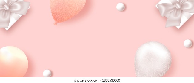 Plantilla de banner rosa, diseño web abstracto. Venta moderna festiva b