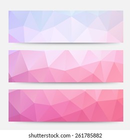 pink banner vector geometric triangle.polygonal banners design template.