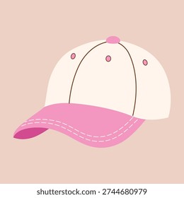 Pink baseball hat, Stylish girly Cap, Headwear fashion illustration