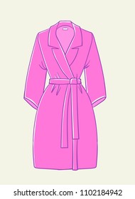 pink bathrobe isolated, hand-drawn