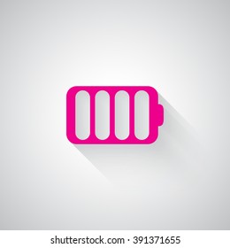 Pink Battery web icon on light grey background