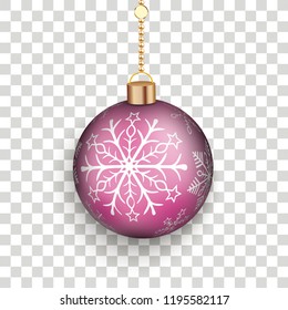 Pink bauble on the checked background. Eps 10 vector file.