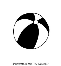 Pink beach ball in outline doodle style. Vector illustration isolated on white background.
