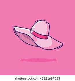 Icono de ilustración vectorial de la caricatura de la gorra de playa rosa. lindo vector de dibujos animados aislado. estilo de dibujos animados planos.