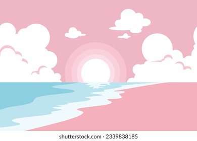 ilustración de vector plano de playa rosa