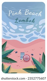 Pink Beach ini Lombok island Indonesia