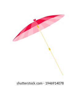 pink beach umbrella. umbrella for a holiday at the sea. relax by the pool. an umbrella from the sun. stock vector illustration on a white background.