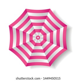 Pink Beach Umbrella, Illustration art of a umbrella logo isolated background, Vector Graphic.