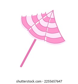 Pink beach umbrella. Vector illustration in cartoon flat style isolated on white background