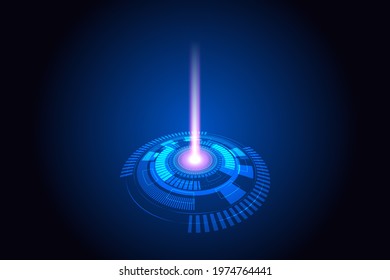 pink beam shooting,Abstract circle digital over dark blue background, Illustration vector design technology concept 