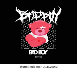 Pink Bear Aesthetic Graphic Design for T shirt  Street Wear and Urban Style