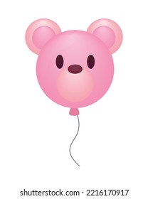 pink bear balloon on white background