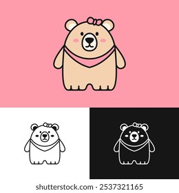 El logotipo del oso rosa representa a una niña alegre, creando una atmósfera colorida e imaginativa