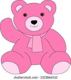 Pink bear with a scarf