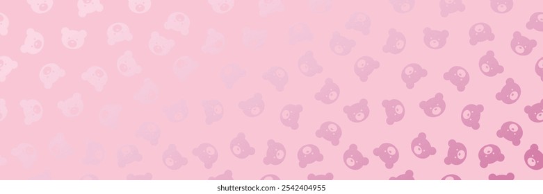 Pink bear shimmery vector banner, cute bear background design