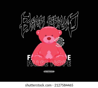 Pink Bear t shirt design, vector graphic, typographic poster or tshirts street wear and Urban style