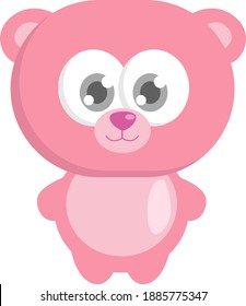 Pink bear toy , illustration, vector on white background
