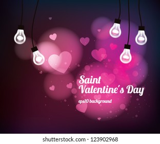 Pink beautiful card for Saint Valentine's Day with hearts, EPS10 file with transparent objects