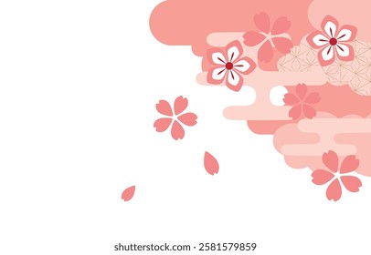 Pink beautiful cherry blossom background illustration