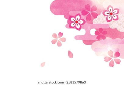 Pink beautiful cherry blossom background illustration