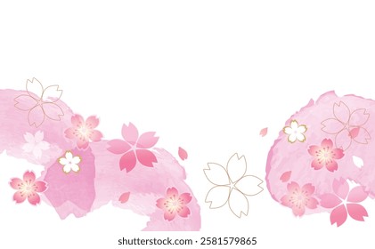 Pink beautiful cherry blossom background illustration