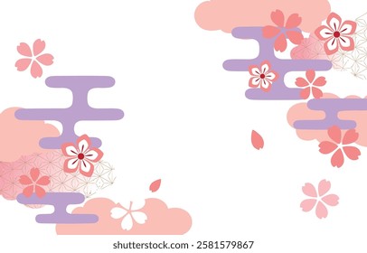 Pink beautiful cherry blossom background illustration