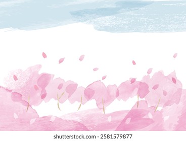 Pink beautiful cherry blossom background illustration