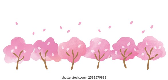 Pink beautiful cherry blossom background illustration