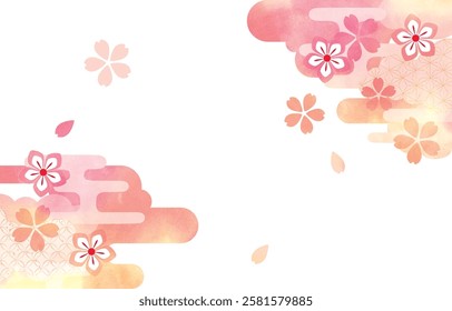 Pink beautiful cherry blossom background illustration