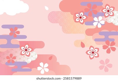 Pink beautiful cherry blossom background illustration