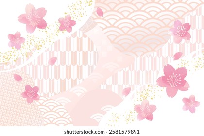 Pink beautiful cherry blossom background illustration