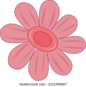 Pink beautiful flower flat vector art. Pink flower cartoon vector illustration for graphic design and decorative element