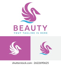 Pink Beauty Pelican Bird Animal Nature Business Logo Template