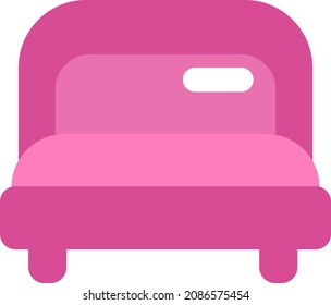Cama rosa, ilustración, vector, sobre un fondo blanco.