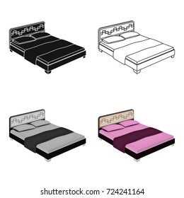 Pink bed for little legs.Bed with pink linens.Bed single icon in cartoon style vector symbol stock illustration.