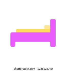 Pink bed. Bed logo. Bed. Vector illustration. EPS 10.