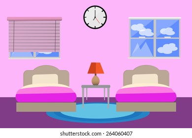 Pink bed room two bed design.