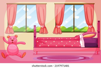 Pink Bedroom Background Template Illustration