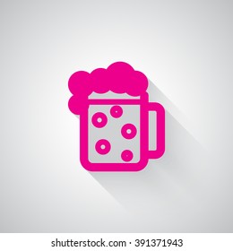 Pink Beer web icon on light grey background