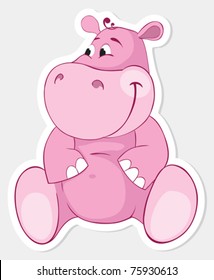 Pink Behemoth. Vector Sticker