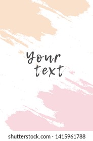 Pink and beige abstract background with handdraw brush strokes