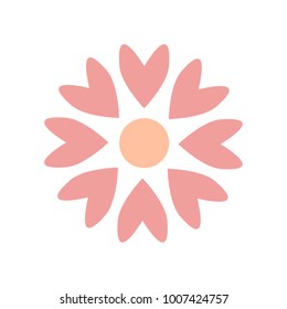 Pink and beige color flower vector isolated on white background.
