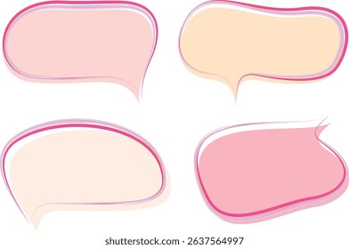 pink beige colors decorative lines pattern speech bubbles set with background