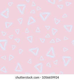 Pink and beige doodle triangles seamless pattern. Hand drawn vector graphic desighn.