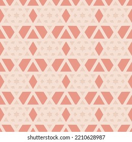Pink beige embossed pattern in arabic style seamless pattern for decoration, vector illustration