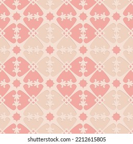 Pink beige embossed pattern in arabic style, oriental ornate seamless pattern for decoration