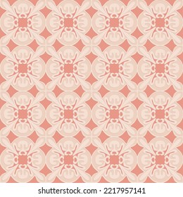 Patrón beige rosado con relieve, patrón oriental ornamentado sin fisuras para la decoración, ilustración vectorial