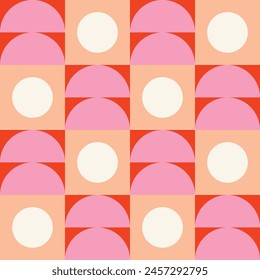 Rosa und beige geometrische nahtlose runde Formen Fliesen Muster Design