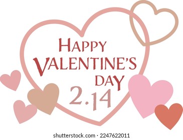 Ilustración del título de la valentía del marco cardíaco de línea rosa y beige
