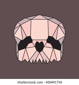 Pink and beige low poly skull